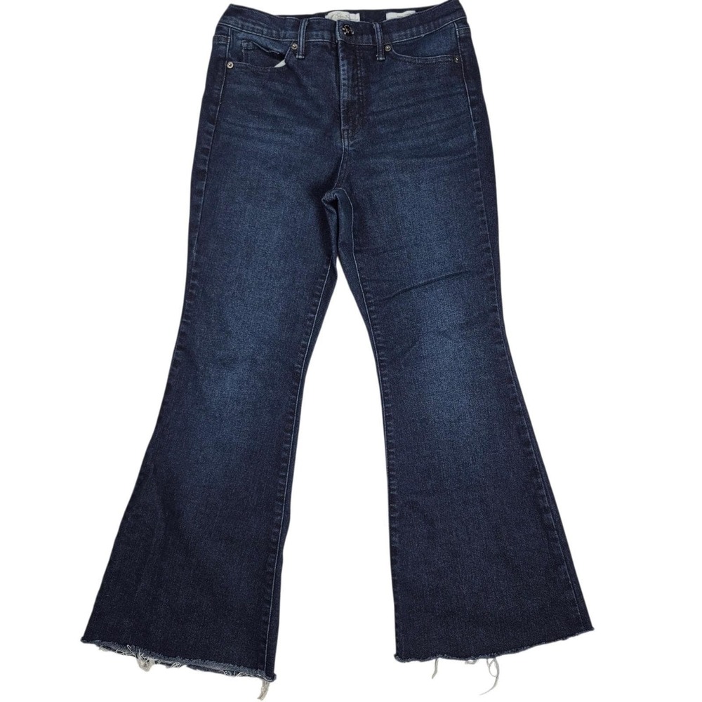 Jessica Simpson Womens Y2K Flare Denim Size 8 Dark Wash Raw Hem  Boho Retro